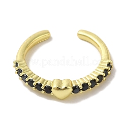 Rack Plating Brass Micro Pave Cubic Zirconia Cuff Rings&nbsp;RJEW-H228-07G-01