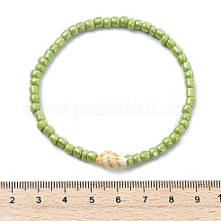 5Pcs Glass Seed Beads & Natural Sea Shell Stretch Bracelets for Women&nbsp;BJEW-JB13922