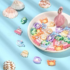 30Pcs 6 Styles Ocean Theme Opaque Resin Sea Animal Cabochons&nbsp;RESI-CJ0003-55