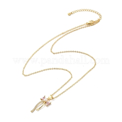 Brass Micro Pave Cubic Zirconia Pendant Necklaces&nbsp;NJEW-S441-05G