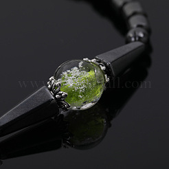 Synthetic Hematite Column & Cone Beaded Stretch Adjustable Magnetic Therapy Anklets with Luminous Beads&nbsp;FS-WGCFE2C-01