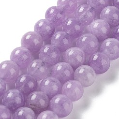 天然の天然翡翠ビーズ連売りを染めた  ラウンド  ライラック  8mm  穴：1.2mm  約23個/連  7.28インチ（18.5cm）&nbsp;X-G-G021-02B-05