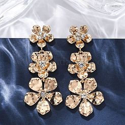 Flower Zinc Alloy Dangle Stud Earrings&nbsp;EJEW-Z107-02G