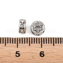 304ステンレススチールラインストーンスペーサービーズ  フラットラウンド  ステンレス鋼色  6x2.5mm  穴：1.6mm&nbsp;STAS-N133-02A-01P