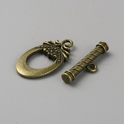 チベット風合金マンテル  オーバル  アンティークブロンズ  楕円形リング：約27.5x15.5x3mm  バー：8x24.5x4.5mm  穴：2mm&nbsp;FIND-WH0110-997D-AB
