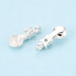 スターリングシルバーとキュービックジルコニアのペグベイル925個  銀  9.5x4x2mm  穴：1.2mm  トレイ：直径3mm  ピン：0.6mm&nbsp;STER-T009-25S