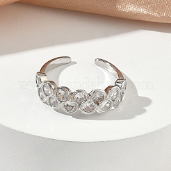 Brass Micro Pave Cubic Zirconia Cuff Open Rings&nbsp;RJEW-C163-14P