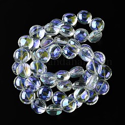 透明電気メッキガラスビーズ連売り  フラットラウンド  きいろ  12~12.5x8mm  穴：1mm  約50個/連  23.62''（60センチメートル）&nbsp;EGLA-K061-05A-02
