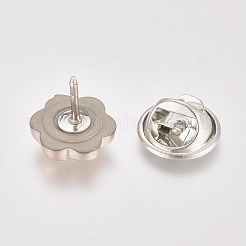 プラスチック製の安全ブローチ  鉄のピンとアクリルラインストーン付き  花  透明  11.6x12.2mm  ピン：1mm&nbsp;JEWB-WH0009-35