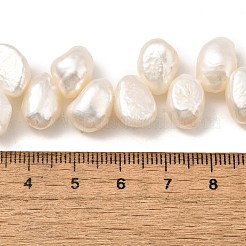 天然養殖淡水パールビーズ連売り  研磨両側  グレード5a+  トップ掘削  古いレース  9~10mm  穴：0.6mm  約61個/連  16.26''（41.3センチメートル）&nbsp;PEAR-I007-03G-01