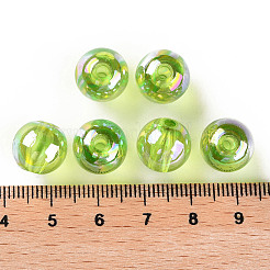 透明なアクリルビーズ  ABカラーメッキ  ラウンド  黄緑  12x11mm  穴：2.5mm  約469個/415g&nbsp;LS-MACR-S370-B12mm-729