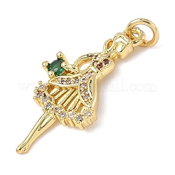 Brass Micro Pave Cubic Zirconia Pendants&nbsp;ZIRC-I356-08G-03
