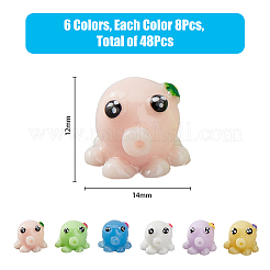 48Pcs 6 Colors Mini Cute Resin Octopus Ornament&nbsp;AJEW-FH0003-96