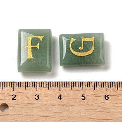26 個ナチュラルグリーンアベンチュリンヒーリング長方形、文字 a 〜 z ディスプレイ装飾  レイキエネルギーストーンオーナメント  20x15x6.5mm&nbsp;G-K335-07F