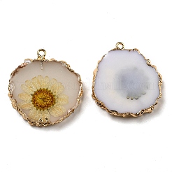 Inner Dried Flower Resin Pendants&nbsp;RESI-P028-02KCG-07