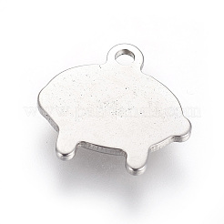 変色しにくい304ステンレススチールペンダント  豚  ステンレス鋼色  14.7~14.8x15~15.3x2.3mm  穴：1.8mm&nbsp;STAS-I105-48P