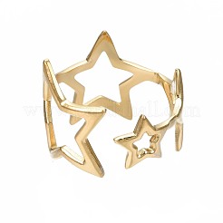 304 Stainless Steel Star Open Cuff Ring&nbsp;RJEW-T023-26G