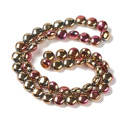 電気メッキガラスビーズ連売り  フルメッキ  フラットラウンド  虹メッキ  12x8mm  穴：1.2mm  約50個/連  24.41''（62センチメートル）&nbsp;EGLA-P049-01A-FP01
