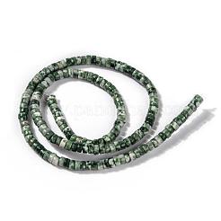 天然グリーンスポットジャスパービーズ連売り  フラットラウンド/ディスク  3.8~4.2x2~4.5mm  穴：0.8~1mm  約152~180個/連  15.1~15.5インチ（38.5~39.5cm）&nbsp;G-F631-A18