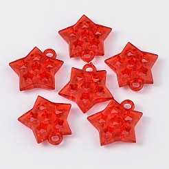 透明なアクリルパーツ  スター  ミックスカラー  30x27x6mm  穴：4mm  約320個/500g&nbsp;TACR-R9-M
