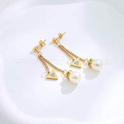 Stainless Steel Triangle with Round Dangle Stud Earrings&nbsp;LW3249