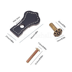Puレザー引き出しハンドル  キャビネット引き出しストラップ交換用アクセサリ  ブラック  48x27x3.5mm  穴：6mm  23x13mm  23.5x7.5mm&nbsp;FIND-WH0052-49B