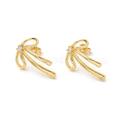 Brass with Cubic Zirconia Stud Earrings for Women&nbsp;EJEW-M251-03G