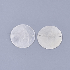 Capizシェルリンクコネクター  フラットラウンド  ホワイトスモーク  30x1mm  穴：1.4mm&nbsp;X-SHEL-S276-24