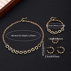 316L Surgical Stainless Steel Hexagon Link Chain Necklaces & Bracelets & Stud Earrings & Rings Sets&nbsp;FS-WGC2A1E-01