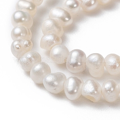 天然養殖淡水パールビーズ連売り  ポテト  アンティークホワイト  3~3.5x2.3~2.6mm  穴：0.5mm  約142~150個/連  14.5インチ（37cm）&nbsp;PEAR-G007-42-01