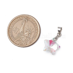10個のガラスペンダント  プラチナ真鍮製アイスピックピンチベイル付き  多面カット  スター  クリアAB  18x13.5x6.5mm  穴：4x3.5mm&nbsp;PALLOY-JF03119-01