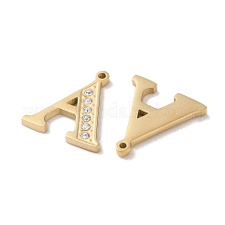 本物の14Kゴールドメッキ304ステンレススチールペンダント  ラインストーン付き  文字a  18.5x16.5x2mm  穴：1.2mm&nbsp;STAS-L022-157G-A