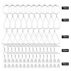 DIYイヤリングキット  304ステンレススチールフープピアス金具を含む  プラスチック製ピアスキャッチ  304ステンレススチールイヤリングフック  ステンレス鋼色  48x23x0.5mm&nbsp;DIY-CJ0001-73