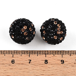 樹脂粘土パヴェラインストーンビーズ  ディスコボールビーズ  ラウンド  ジェット  16mm  穴：1.6~2mm&nbsp;RB-T018-01I