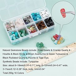 250g10色の天然および合成宝石ビーズ  チップ  8~18x6~12x3~7mm  穴：1mm  約25g /カラー&nbsp;G-NB0002-58