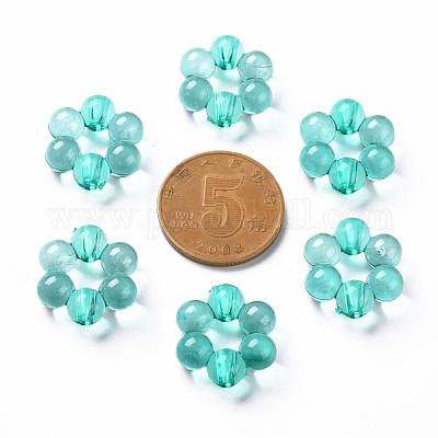 透明なアクリルビーズフレーム  花  ターコイズ  16.5x15.5x6mm  穴：2mm  約674個/500g&nbsp;TACR-S153-01A-68-1