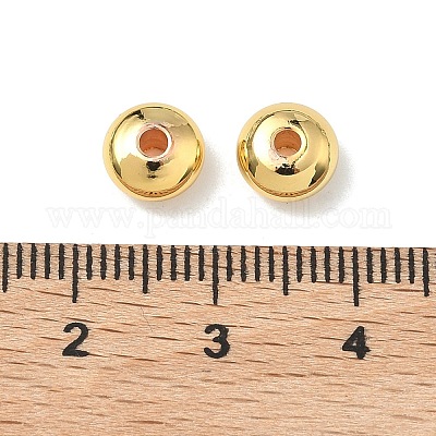 真鍮ビーズ  ロンデル  ラックめっき  カドミウムフリー＆鉛フリー  18KGP本金メッキ  7x4mm  穴：1.6mm&nbsp;KK-I476-30C-G-1