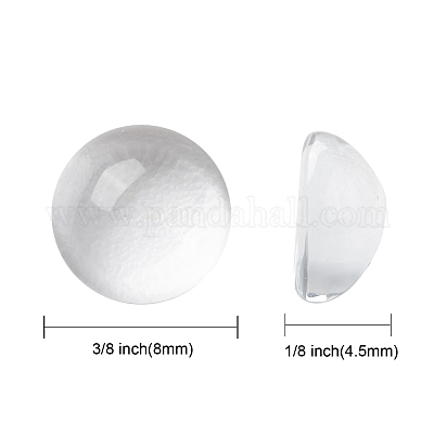 透明な半円形のガラスカボション  透明  8~9x4.5~5.5mm&nbsp;GGLA-R027-8mm-1