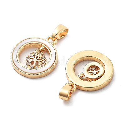 Brass Micro Pave Cubic Zirconia Pendants&nbsp;KK-L222-014G-1
