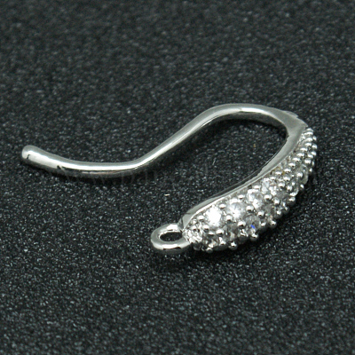 Brass Micro Pave Cubic Zirconia Earring Hooks&nbsp;X-ZIRC-K018-01P-1