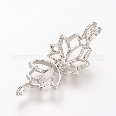 合金アロマペンダント  ケージペンダント  花  プラチナ  25x17.5x10.5mm  穴：3.5x4.5mm  インナー対策：11.5x14mm&nbsp;PALLOY-S062-40P-1
