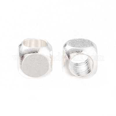 真鍮ビーズ  カドミウムフリー＆鉛フリー  長持ちメッキ  キューブ  925銀メッキ  2.5x2.5x2.5mm  穴：1.6mm&nbsp;KK-H759-15E-S-1