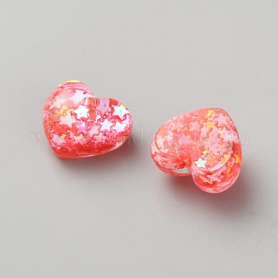 樹脂カボション  ハート  レッド  16x18x9.5mm&nbsp;RESI-WH0028-27C-1