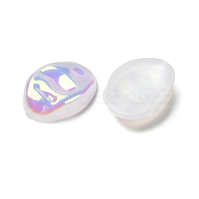 ABSプラスチック製カボション  虹色の  オーバル  貝殻色  11x8.5x2.5mm&nbsp;FIND-B043-05-1