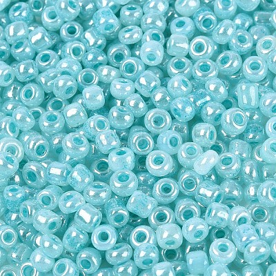 ガラスシードビーズ  セイロン  ラウンド  淡いターコイズ  8/0  3mm  穴：1mm  約10000個/ポンド&nbsp;SEED-A011-3mm-154-1