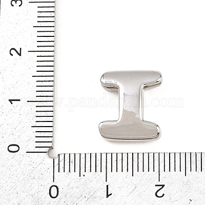 真鍮ビーズ  長持ちメッキ  ラックめっき  鉛フリー＆カドミウムフリー  プラチナ  文字I  14x12x4.5mm  穴：11x3mm&nbsp;KK-B167-27P-I-1