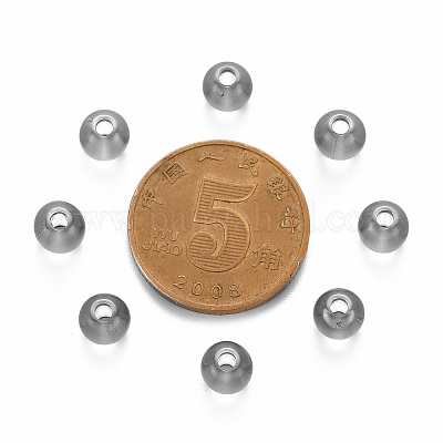 透明なアクリルビーズ  ラウンド  濃いグレー  8x7mm  穴：2mm  約1745個/500g&nbsp;MACR-S370-A8mm-769-1