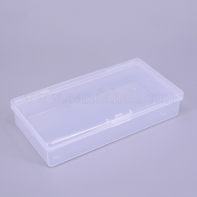 ポリプロピレン（pp）プラスチックボックス  ビーズ保存容器  ヒンジ付き蓋付き  長方形  ホワイト  12.5x6.5x2.5cm  インナーサイズ：11.9x5.9センチメートル&nbsp;CON-WH0074-14-1