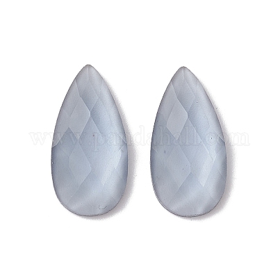 ガラスカボション  ティアドロップ  多面カット  ライトスチールブルー  18x9x4mm&nbsp;FIND-C047-05-1