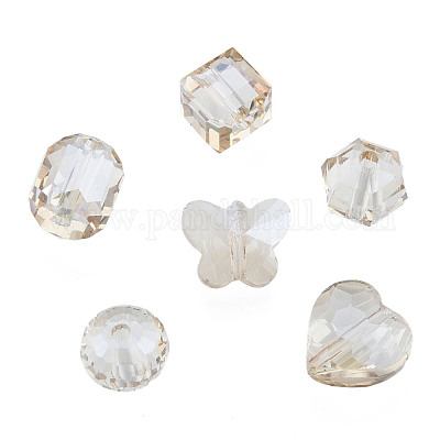 透明ガラスビーズ  混合図形  小麦  7~10x7~10x5~9.5mm  穴：1~1.5mm&nbsp;EGLA-N002-49-A04-1